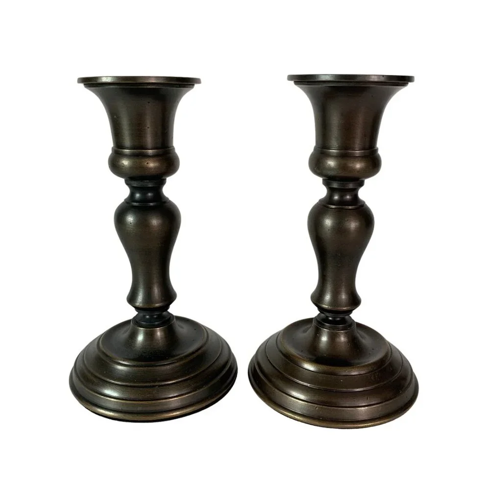 RESTORATION HARDWARE Oil Rubbed Bronze Metal Candlesticks
